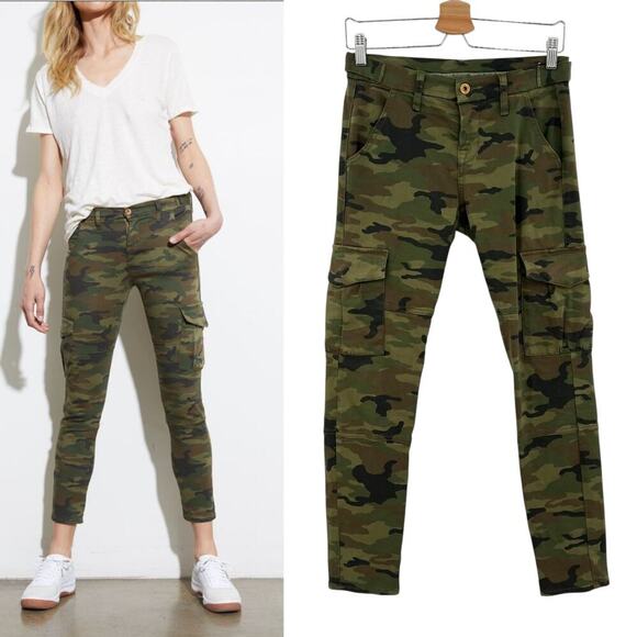 NSF Vincent Camo Skinny Leg Cargo Pant Deep Olive Camo Print Green Size 26 - Picture 1 of 13